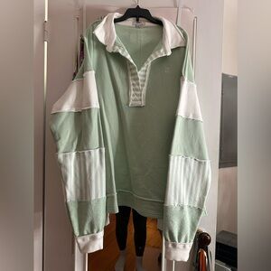 Green and White Collared Pullover 1987 Label